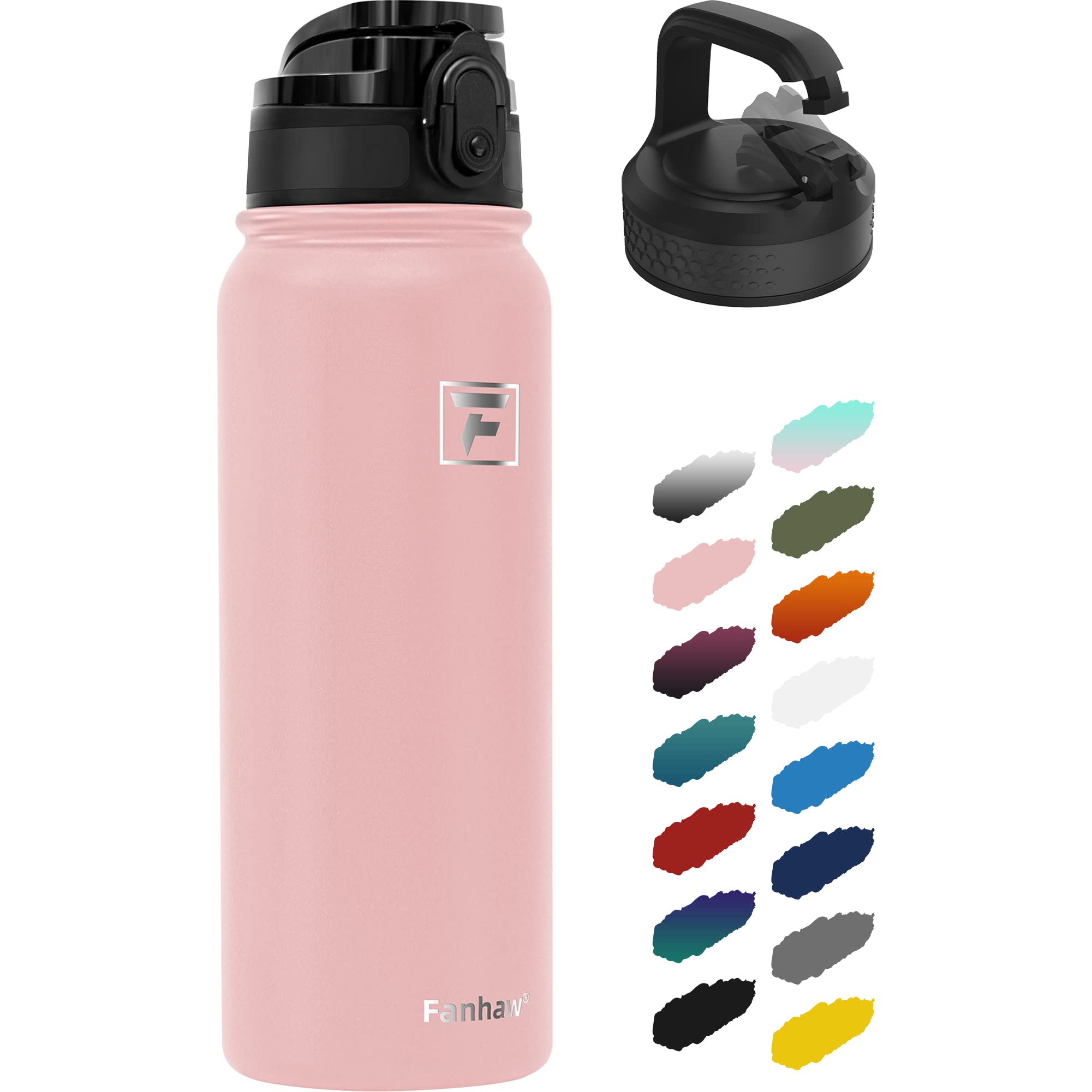 Botella De Agua Fanhaw De Acero Inoxidable Aislante De 600 Ml Con 2 Tapas - Venta Internacional.