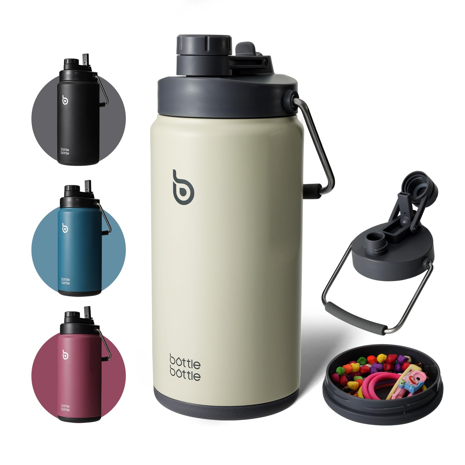 Botella De Agua Con Aislamiento De 1,9 L, Con Pajita Y Tapa, Color Gris - Venta Internacional.