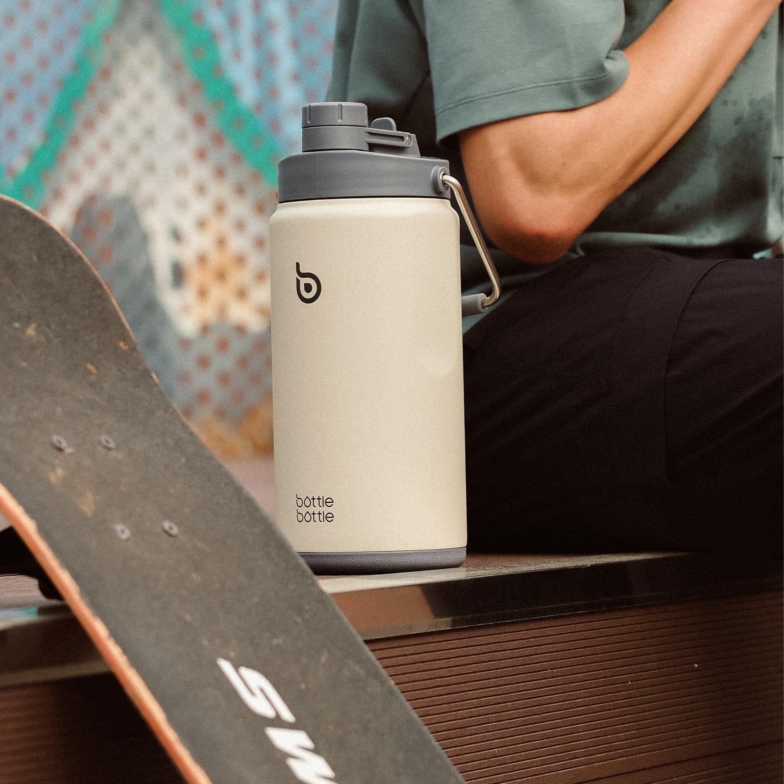 Foto 7 | Botella De Agua Con Aislamiento De 1,9 L, Con Pajita Y Tapa, Color Gris - Venta Internacional.