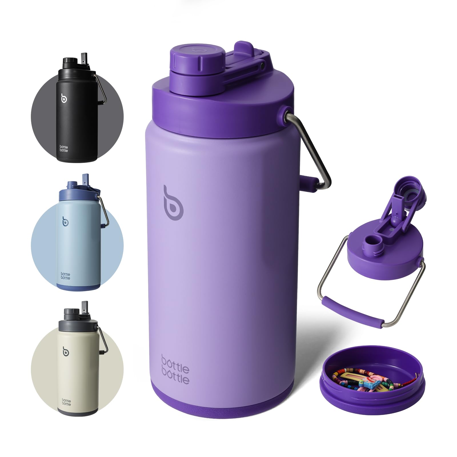 Botella De Agua Con Aislamiento De 1,9 L, Con Pajita Y Tapa, Color Morado - Venta Internacional.