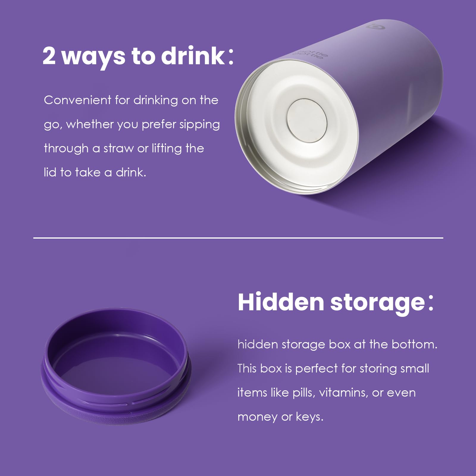 Foto 4 pulgar | Botella De Agua Con Aislamiento De 1,9 L, Con Pajita Y Tapa, Color Morado - Venta Internacional.