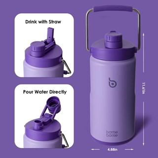 Foto 4 | Botella De Agua Con Aislamiento De 1,9 L, Con Pajita Y Tapa, Color Morado - Venta Internacional.