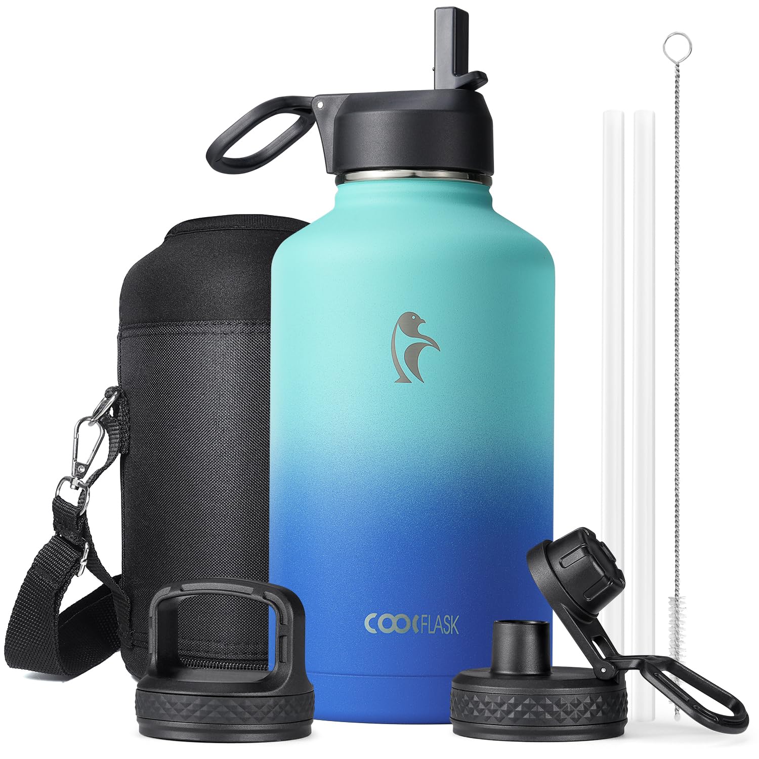 Botella De Agua Coolflask Pacific Prince De Acero Inoxidable Con Aislamiento De 1,9 L - Venta Internacional.