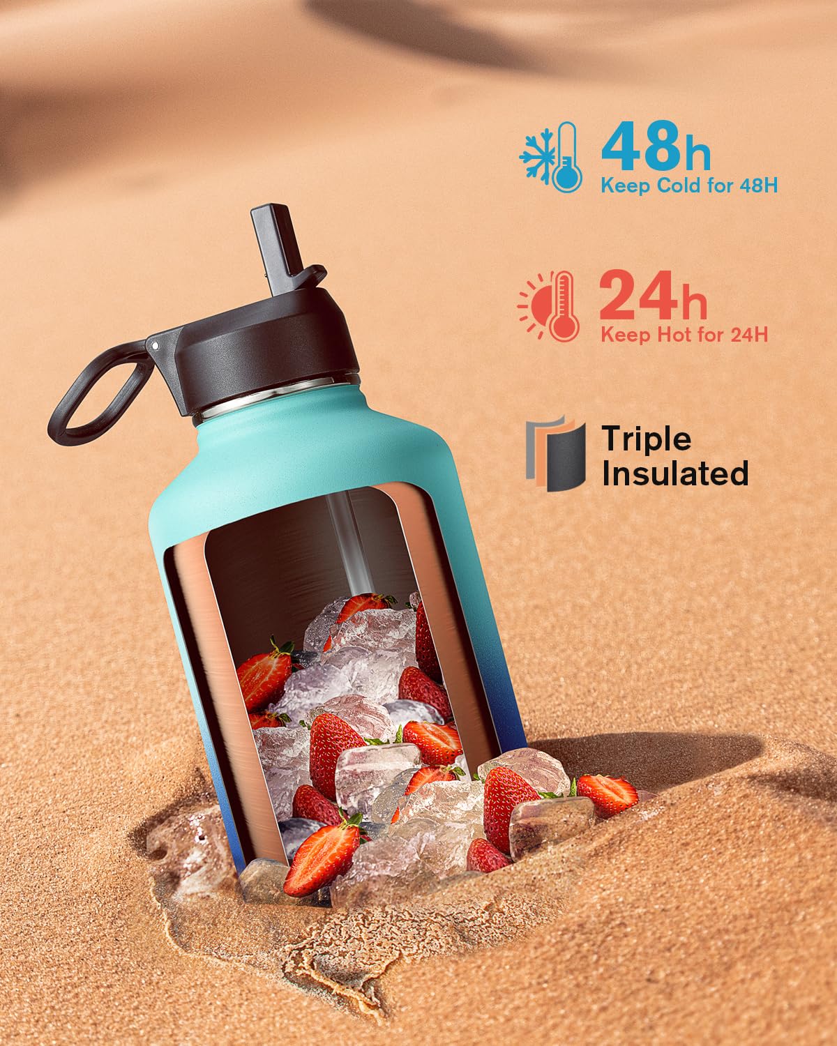 Foto 3 pulgar | Botella De Agua Coolflask Pacific Prince De Acero Inoxidable Con Aislamiento De 1,9 L - Venta Internacional.