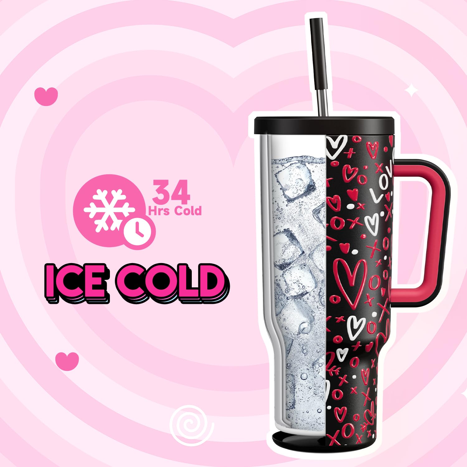 Foto 4 pulgar | Vaso Meoky 1183 Ml Con Mango Y Pajita De Acero Inoxidable - Venta Internacional.
