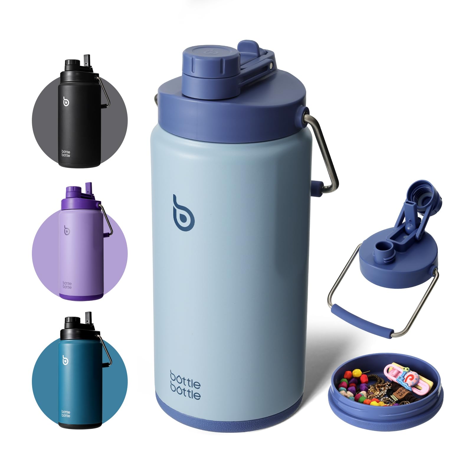 Botella De Agua Con Aislamiento De 1,9 L, Con Pajita Y Tapa, Color Azul - Venta Internacional.