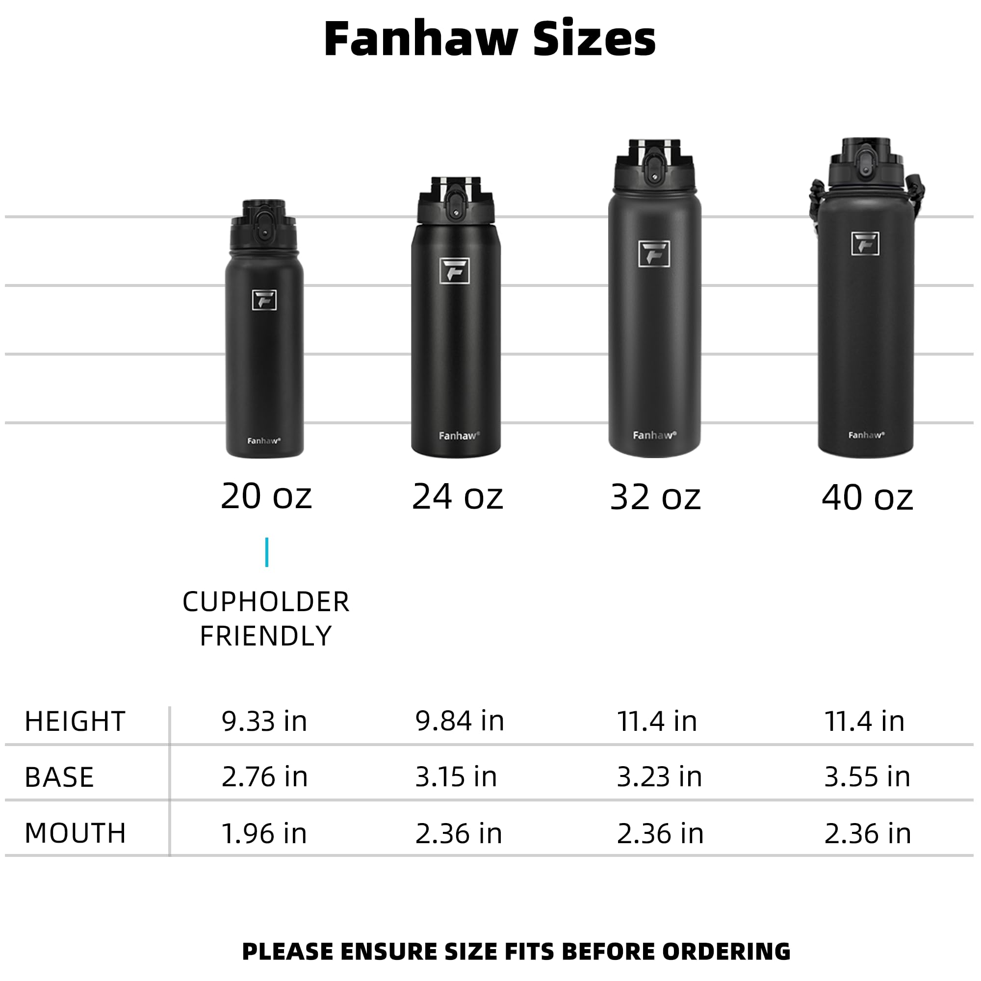 Foto 7 pulgar | Botella De Agua Fanhaw De Acero Inoxidable Aislante De 1,2 L Con Tapa - Venta Internacional.