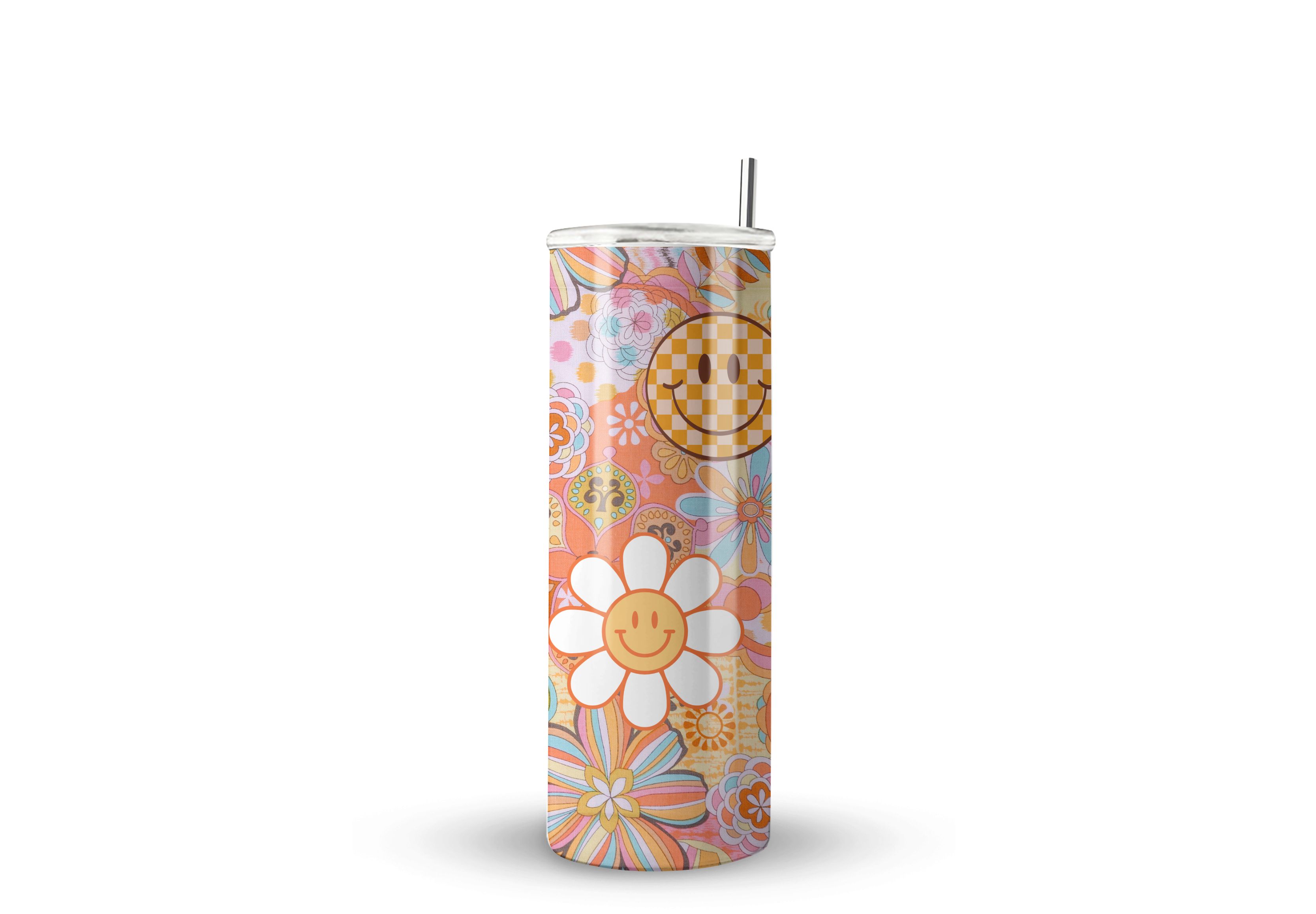 Termo Skinny De Acero Popote 600ml Smile Mod.g62