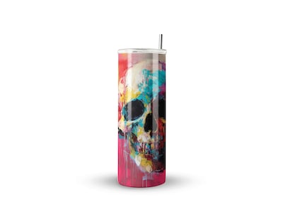 Foto 1 | Termo Skinny De Acero Popote 600ml Calavera Mod.f56