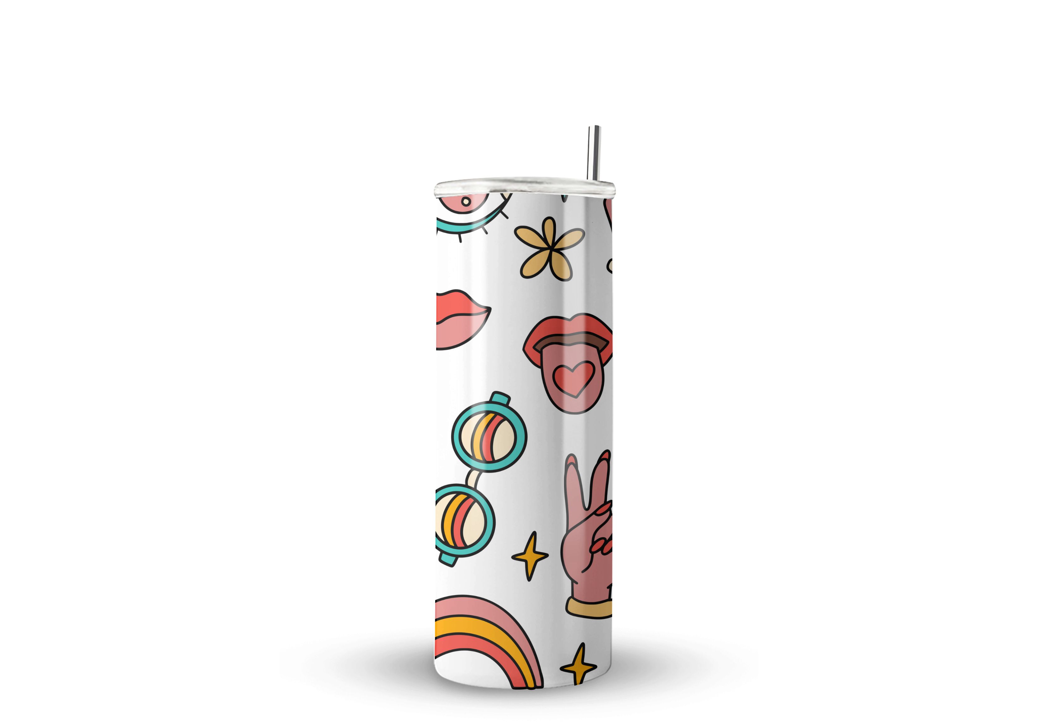 Termo Skinny De Acero Popote 600ml Smile Mod.g84