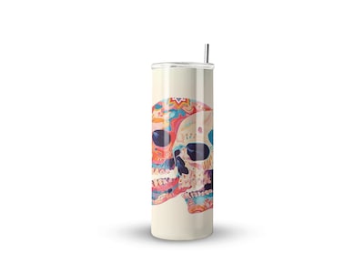 Foto 1 | Termo Skinny De Acero Popote 600ml Calavera Mod.f52