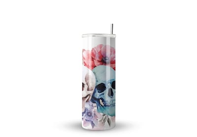 Foto 1 | Termo Skinny De Acero Popote 600ml Calavera Mod.f83