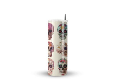 Foto 1 | Termo Skinny De Acero Popote 600ml Calavera Mod.f54