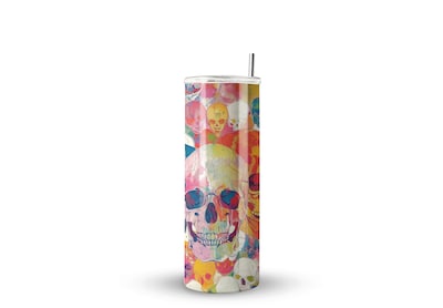 Foto 1 | Termo Skinny De Acero Popote 600ml Calavera Mod.f62
