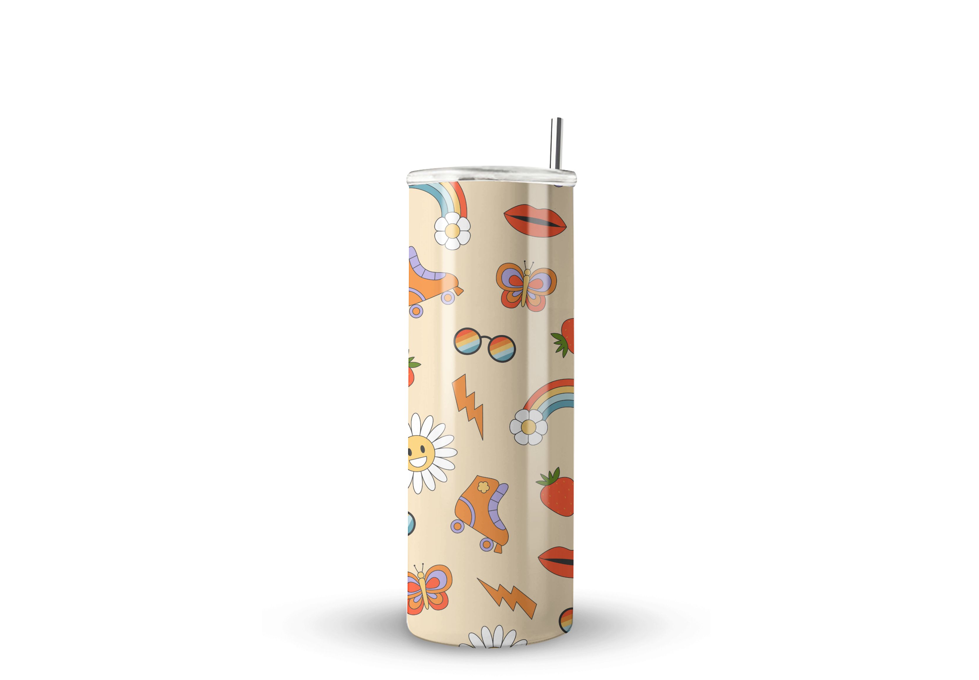 Termo Skinny De Acero Popote 600ml Smile Mod.g82