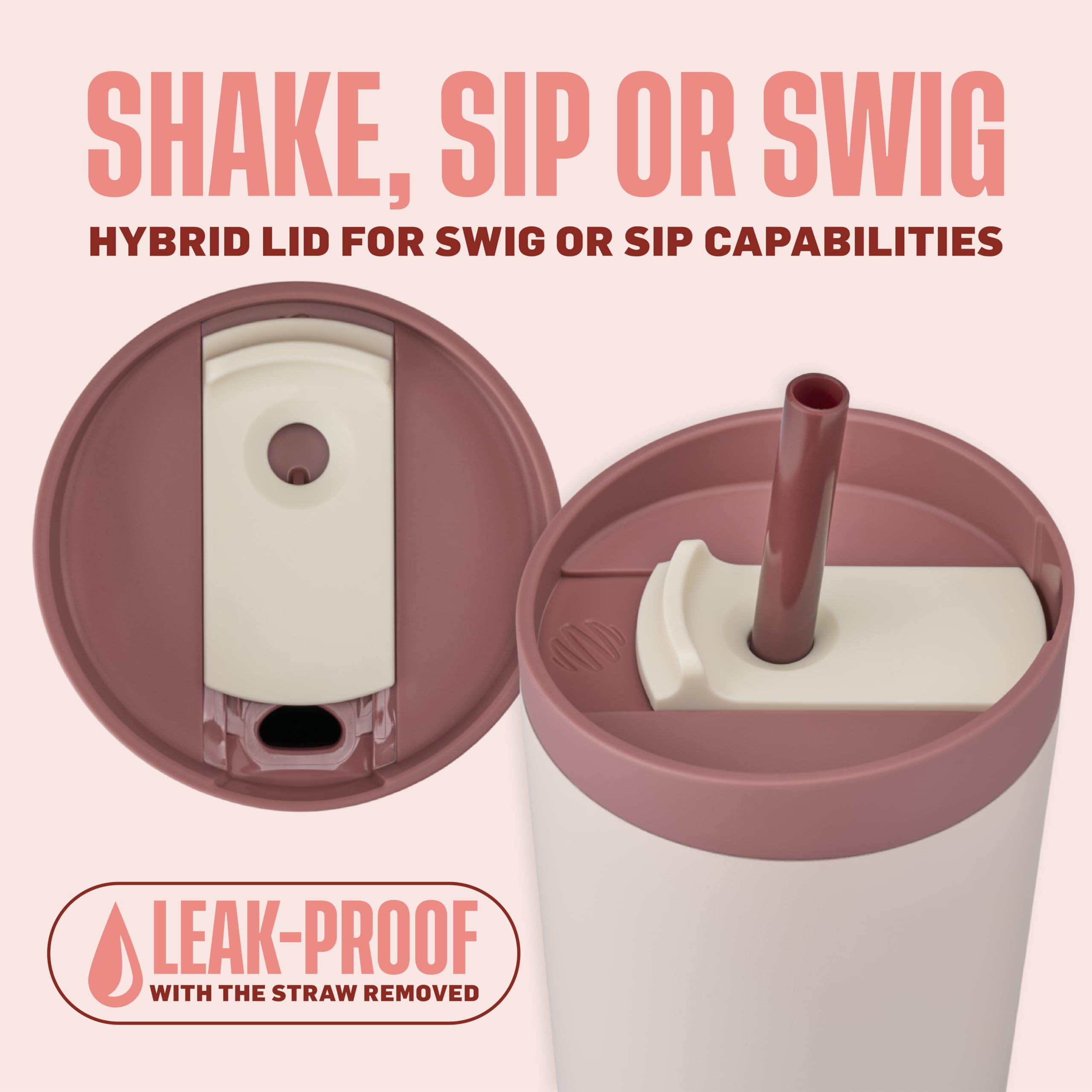 Foto 3 pulgar | Vaso Batidor Shaker 2 En 1, Aislante, 710 Ml, Rojo Y Bronceado - Venta Internacional.