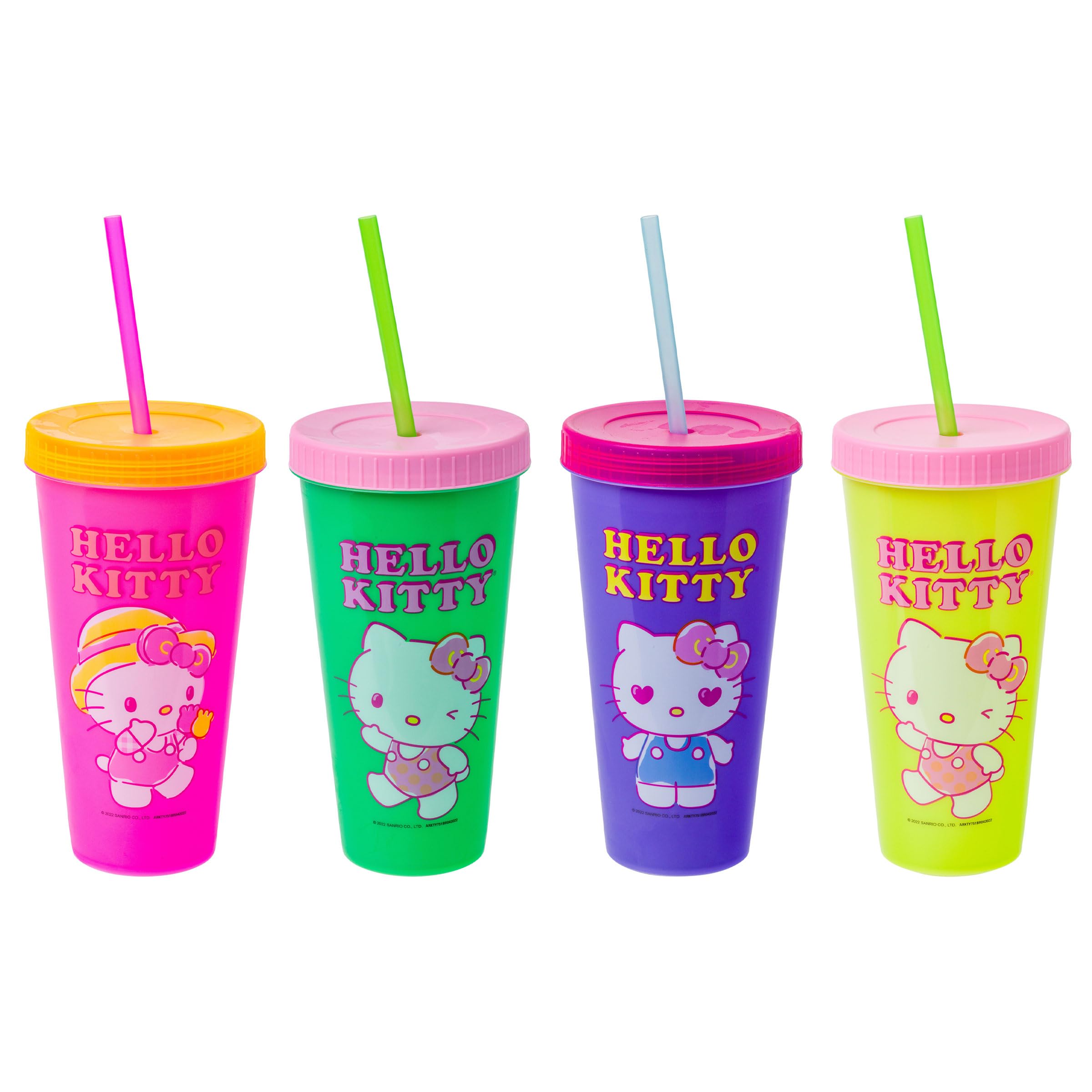 Set De Vasos Silver Buffalo Sanrio Hello Kitty De 700 Ml, Paquete De 4 - Venta Internacional.