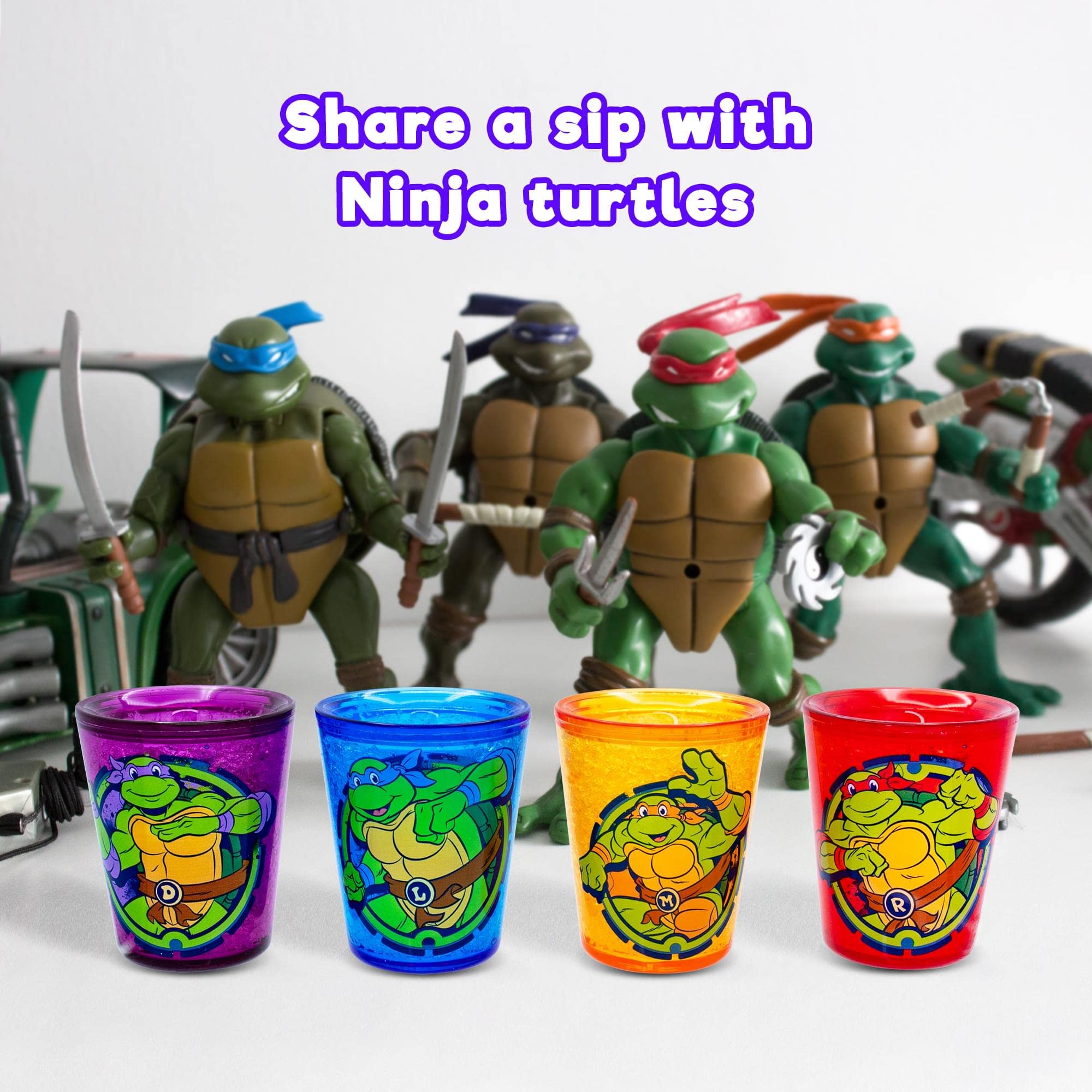Foto 3 | Minicopas Silver Buffalo Teenage Mutant Ninja Turtles X4 - Venta Internacional.
