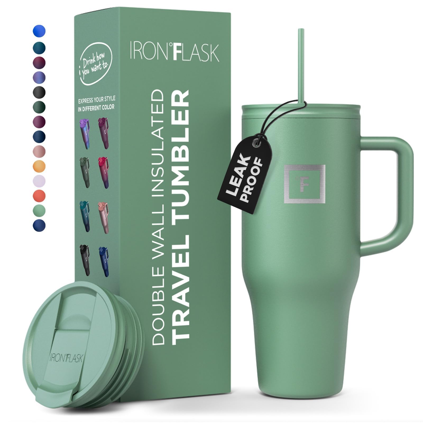 Taza Aislante Iron °flask Copilot Con Pajita Y Tapa Abatible, 950 Ml - Venta Internacional.