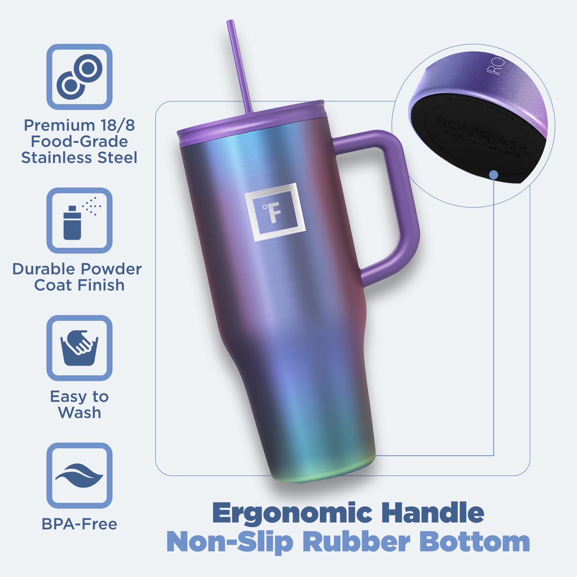 Foto 6 pulgar | Taza Aislante Iron °flask Copilot Con Pajita Y Tapa Abatible, 950 Ml - Venta Internacional.