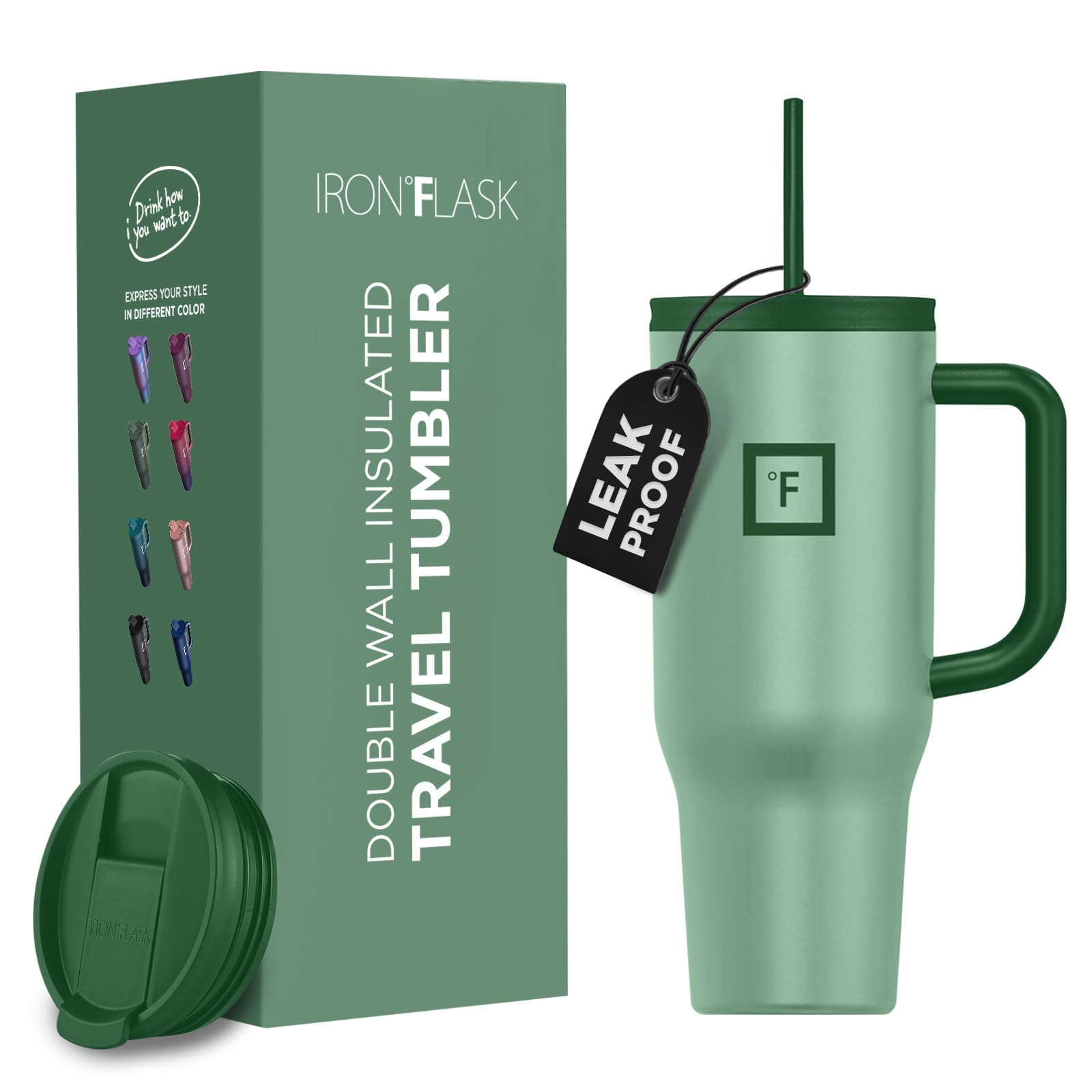 Taza Aislante Iron °flask Co-pilot Con Pajita Y Tapa Abatible, 1,2 L - Venta Internacional.