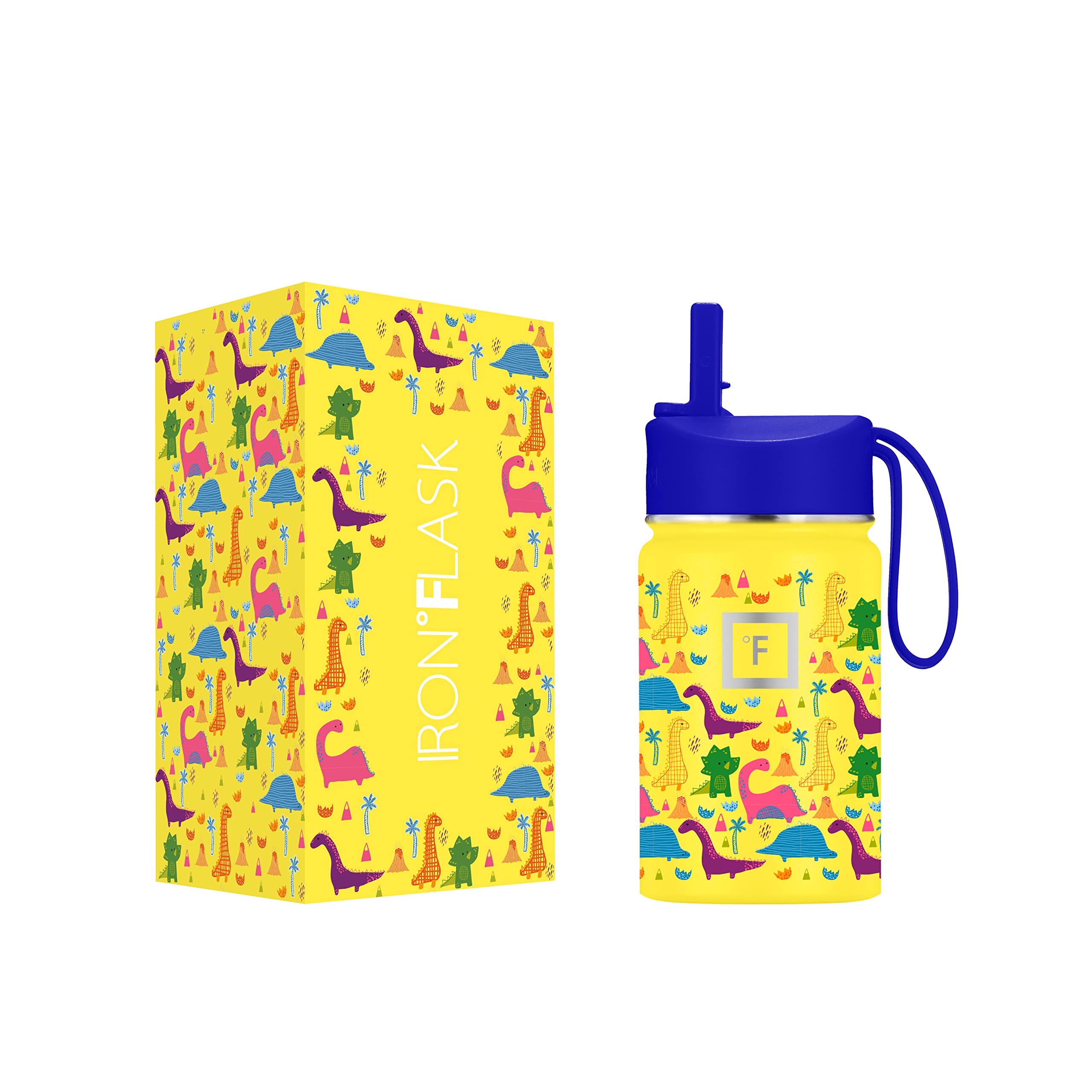 Botella De Agua Iron °flask Kids Dino Mates De 300 Ml Con Tapa De Pajita - Venta Internacional.