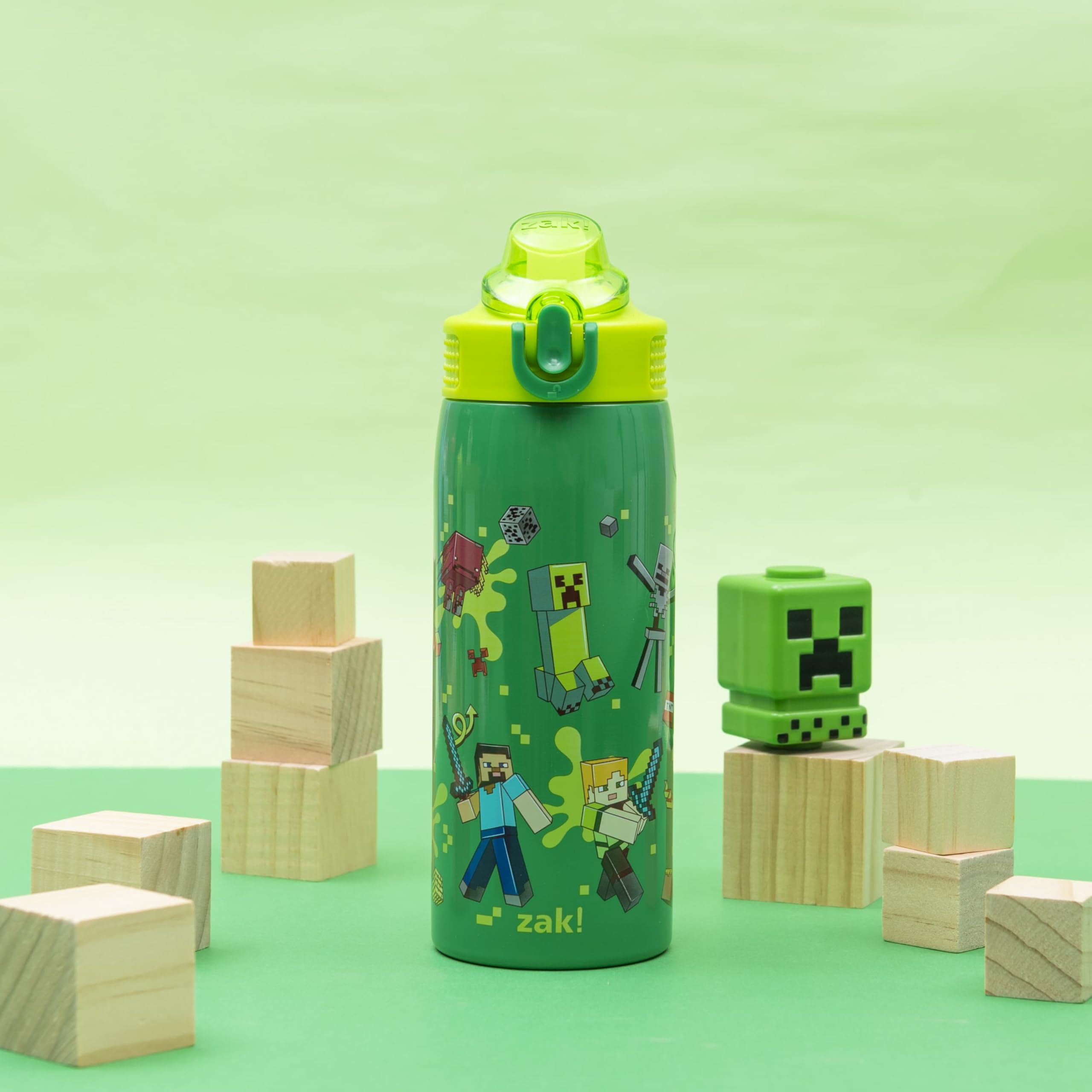 Foto 4 pulgar | Botella De Agua Zak Designs Minecraft Sage Kids 560 Ml De Acero Inoxidable - Venta Internacional.