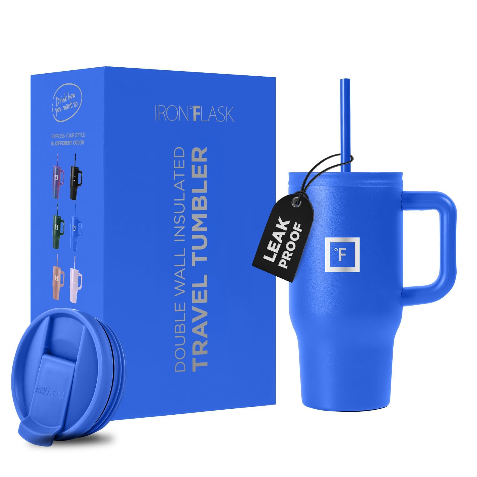 Taza Aislante Iron °flask Copilot Con Pajita Y Tapa Abatible, 500 Ml - Venta Internacional.