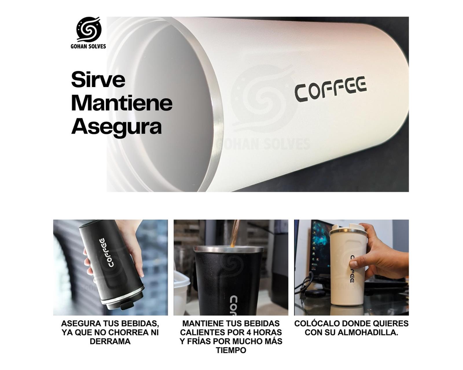 Foto 5 pulgar | Termo Gohan Solves Gris de Acero Inoxidable 510 ml