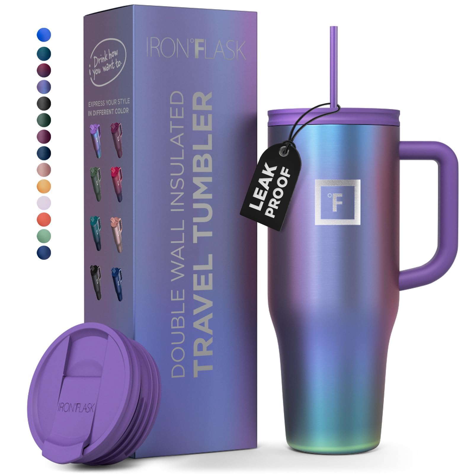 Foto 2 pulgar | Taza Aislante Iron °flask Co-pilot Aurora 1183 Ml Con Pajita Y Tapa Abatible - Venta Internacional.