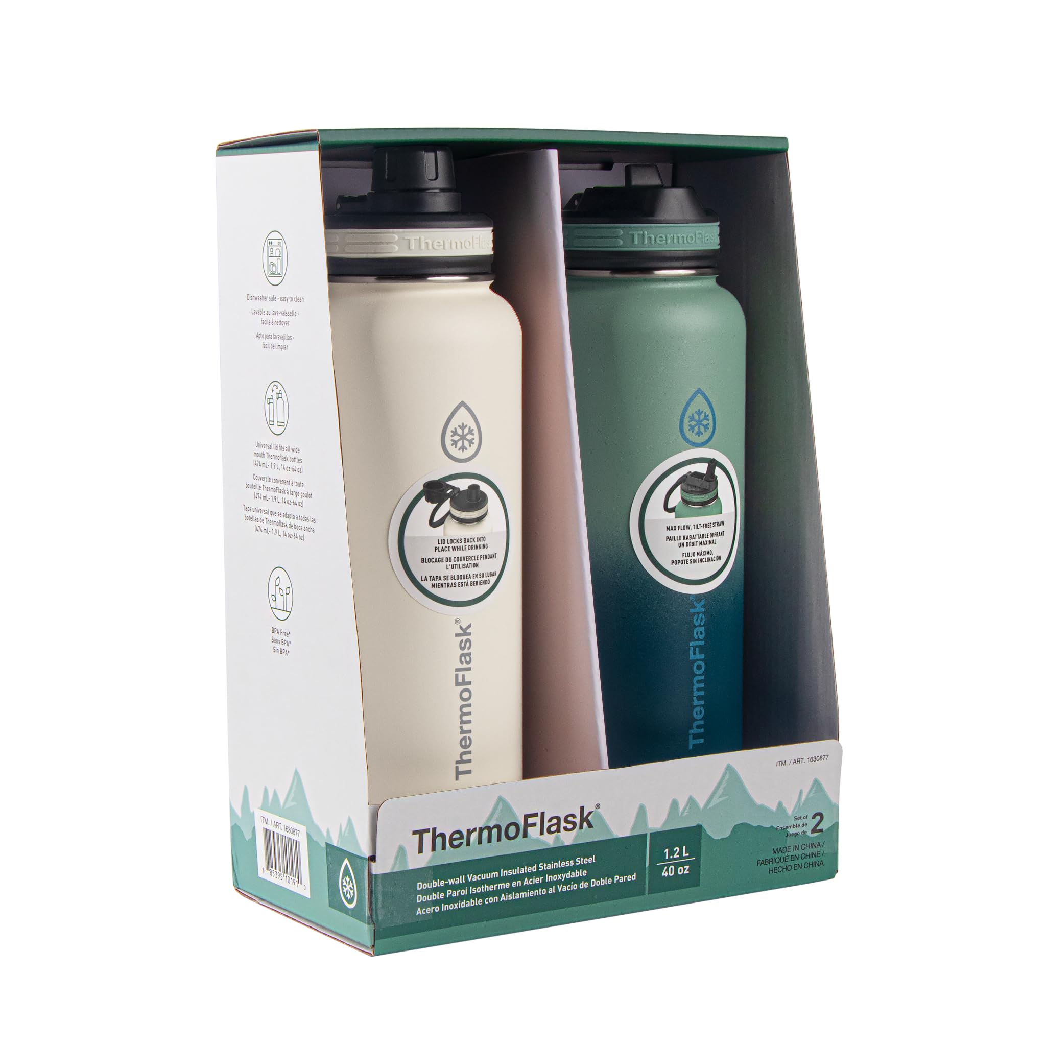 Botellas De Agua Con Termo De Acero Inoxidable, 1,2 L, Paquete De 2 - Venta Internacional.
