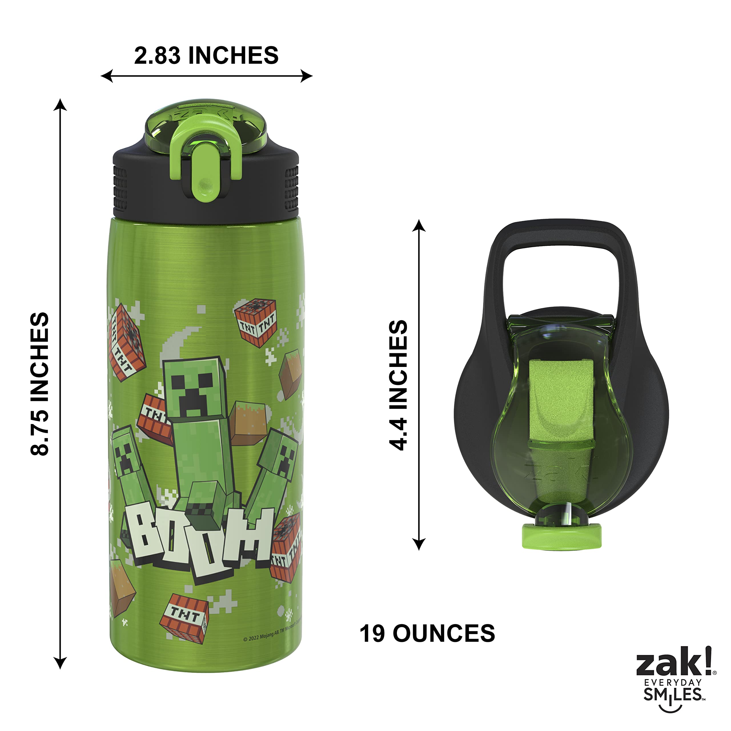 Foto 6 pulgar | Botella De Agua Zak Designs Minecraft 560 Ml De Acero Inoxidable - Venta Internacional.