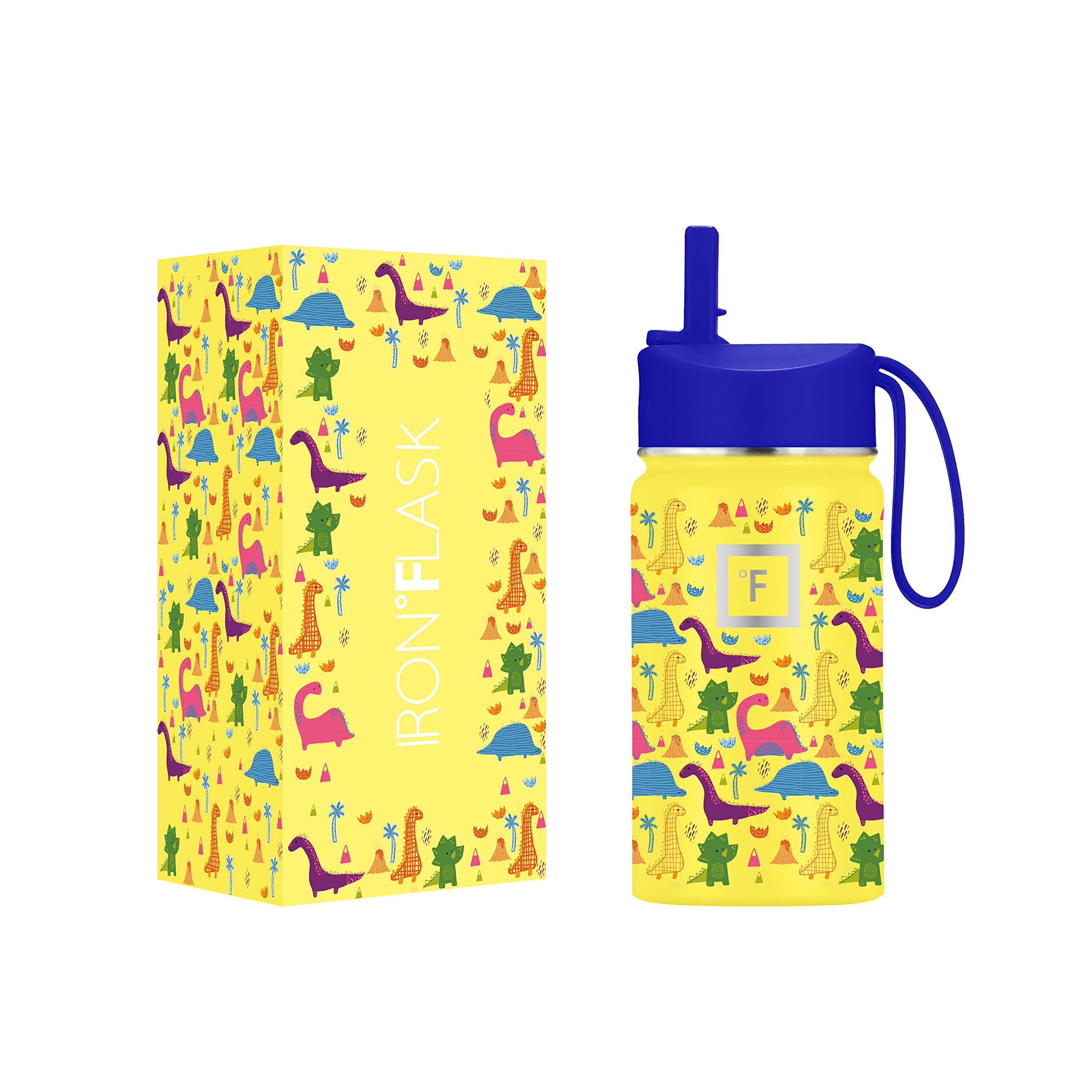 Botella De Agua Iron °flask Kids Dino Mates De 400 Ml Con Tapa De Pajita - Venta Internacional.