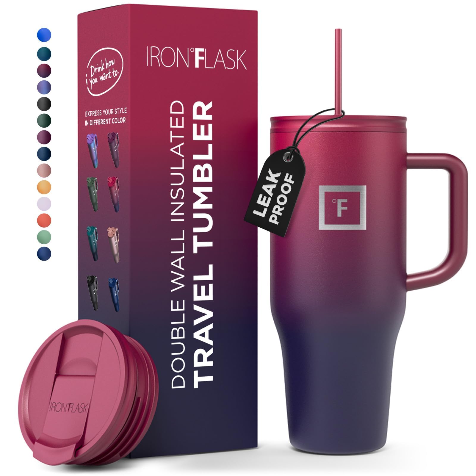 Foto 2 pulgar | Taza Aislante Iron °flask Co-pilot Con Pajita Y Tapa Abatible, 1,2 L - Venta Internacional.