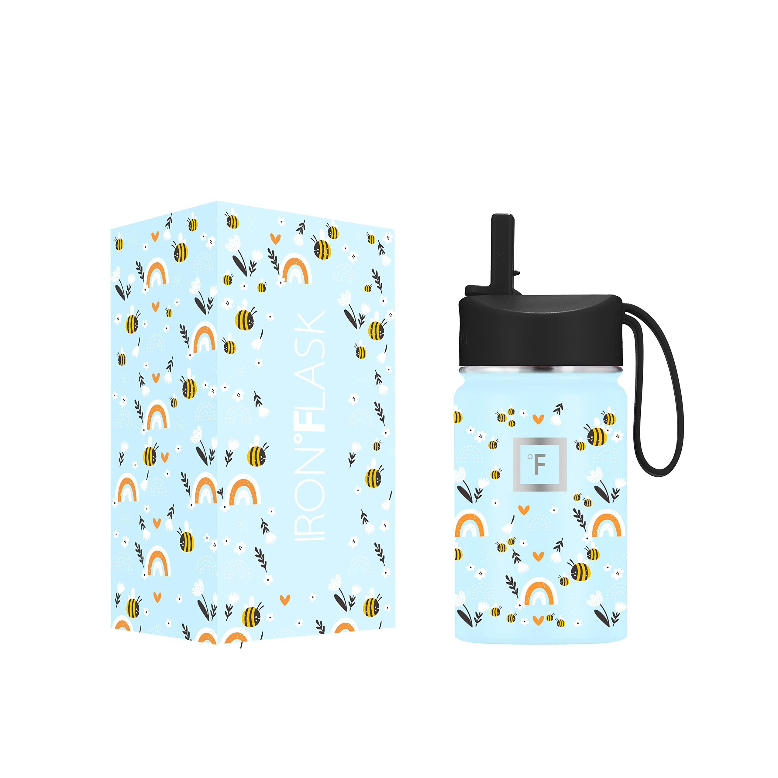 Botella De Agua Iron °flask Kids Sweet Bees De 300 Ml Con Pegatinas - Venta Internacional.