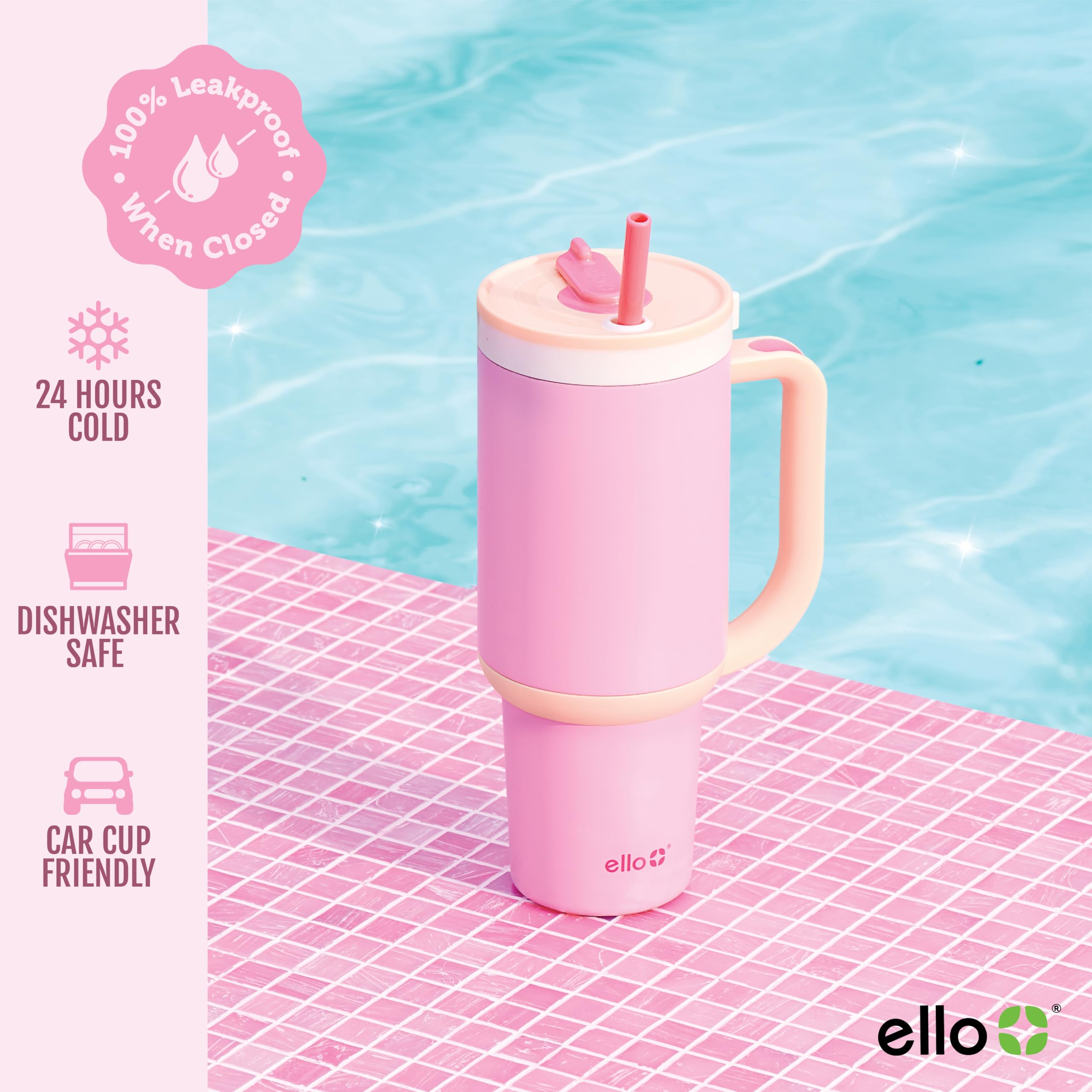 Foto 4 pulgar | Vaso Ello Oasis De 900 Ml Con Asa Y Pajita Retráctil - Venta Internacional.