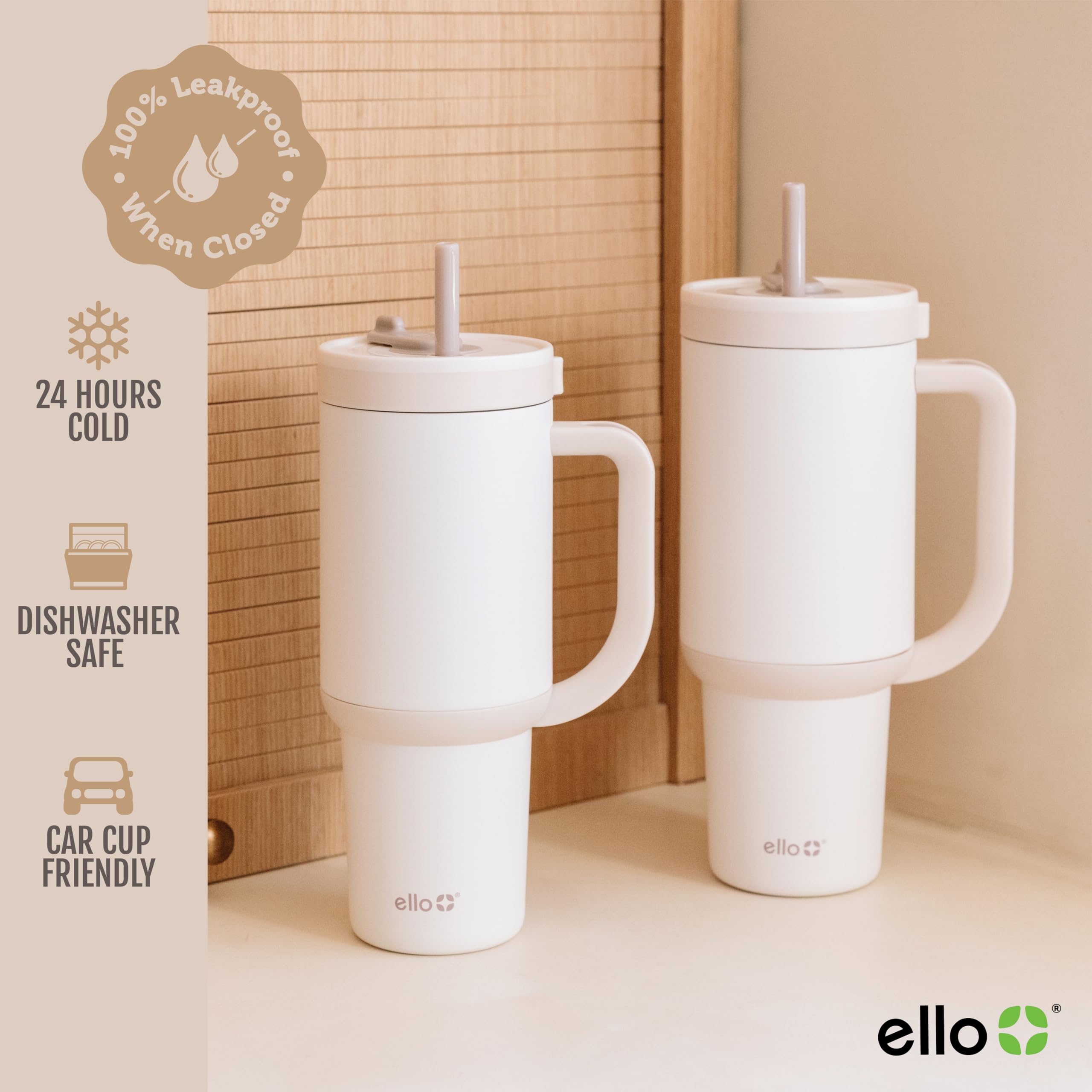 Foto 4 pulgar | Vaso Ello Oasis Con Mango Y Pajita Retráctil, 900 Ml, Crema - Venta Internacional.