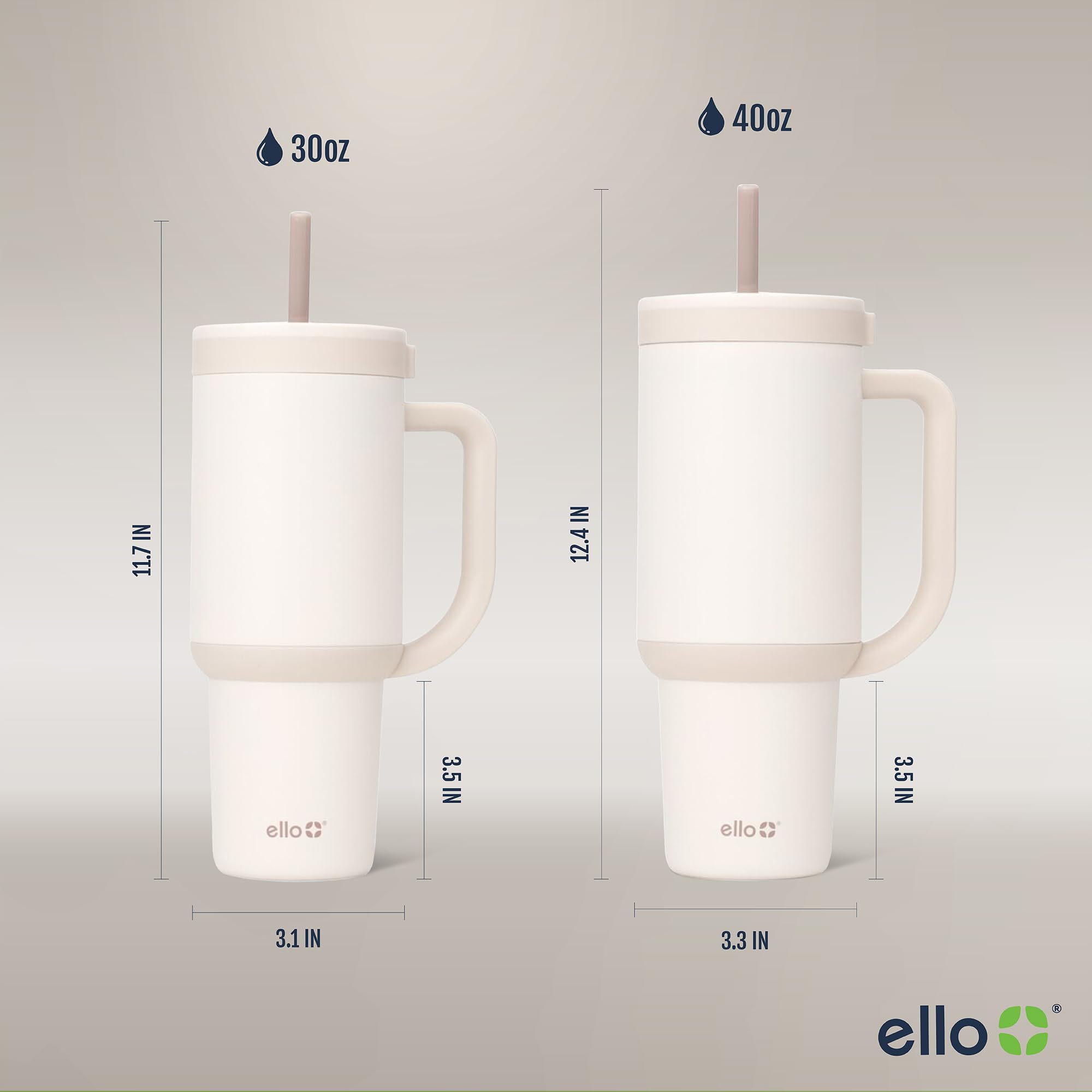 Foto 8 pulgar | Vaso Ello Oasis Con Mango Y Pajita Retráctil, 900 Ml, Crema - Venta Internacional.