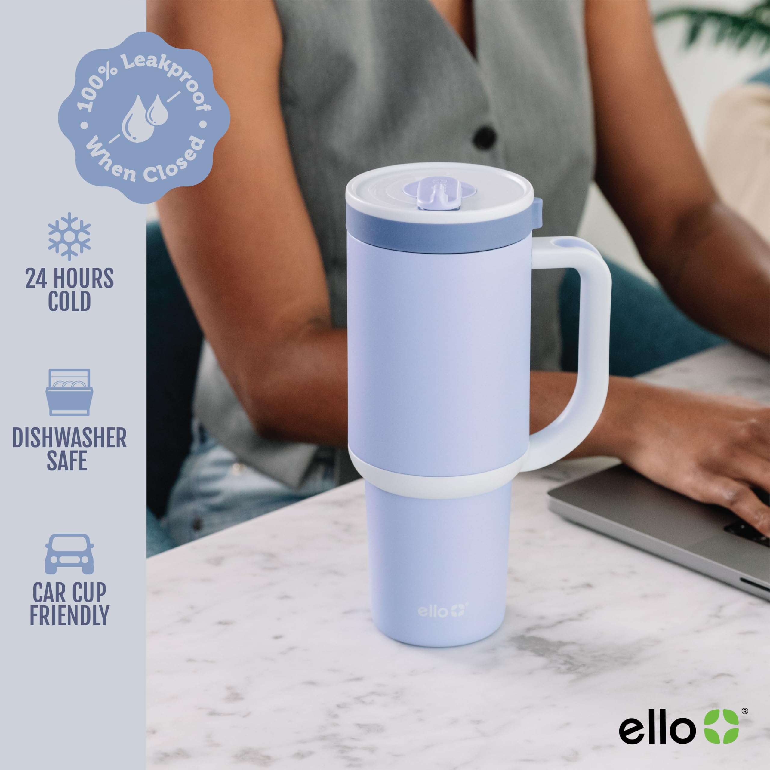Foto 4 pulgar | Vaso Ello Oasis Con Asa Y Pajita Retráctil 880 Ml - Venta Internacional.