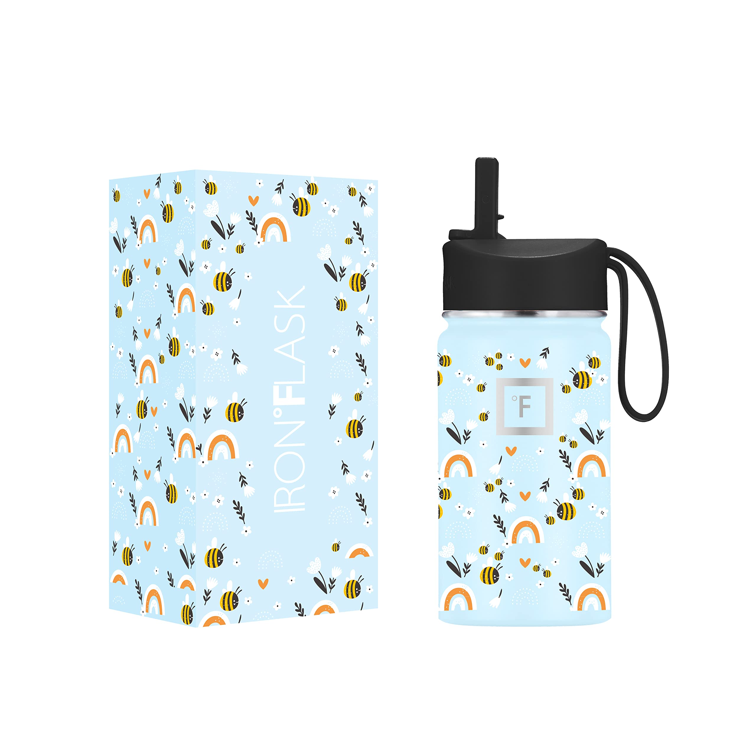 Botella De Agua Iron °flask Kids Sweet Bees De 400 Ml Con Tapa De Pajita - Venta Internacional.