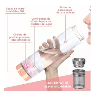 Foto 3 | Language Botella Agua Con Cristal Energético Vaso De Cuarzo Botella Rose Gold Eo Safe Imports Esi-14244-1 Multicolor