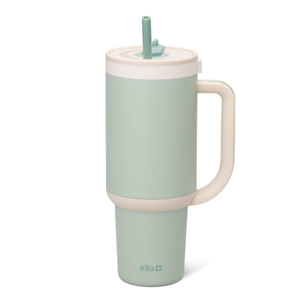 Vaso Ello Oasis Con Asa Y Pajita Retráctil, 1,2 L, Color Pistacho - Venta Internacional.