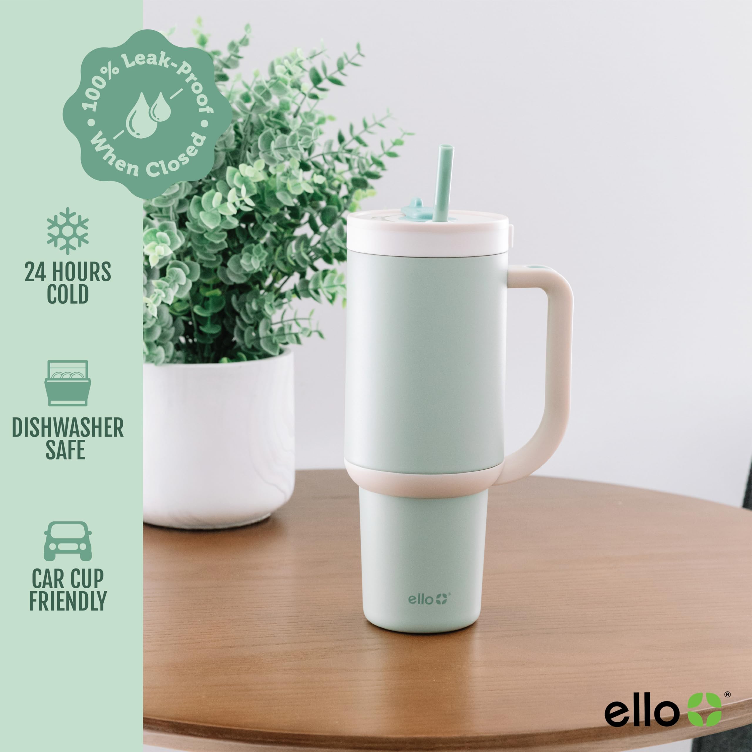 Foto 4 pulgar | Vaso Ello Oasis Con Asa Y Pajita Retráctil, 1,2 L, Color Pistacho - Venta Internacional.