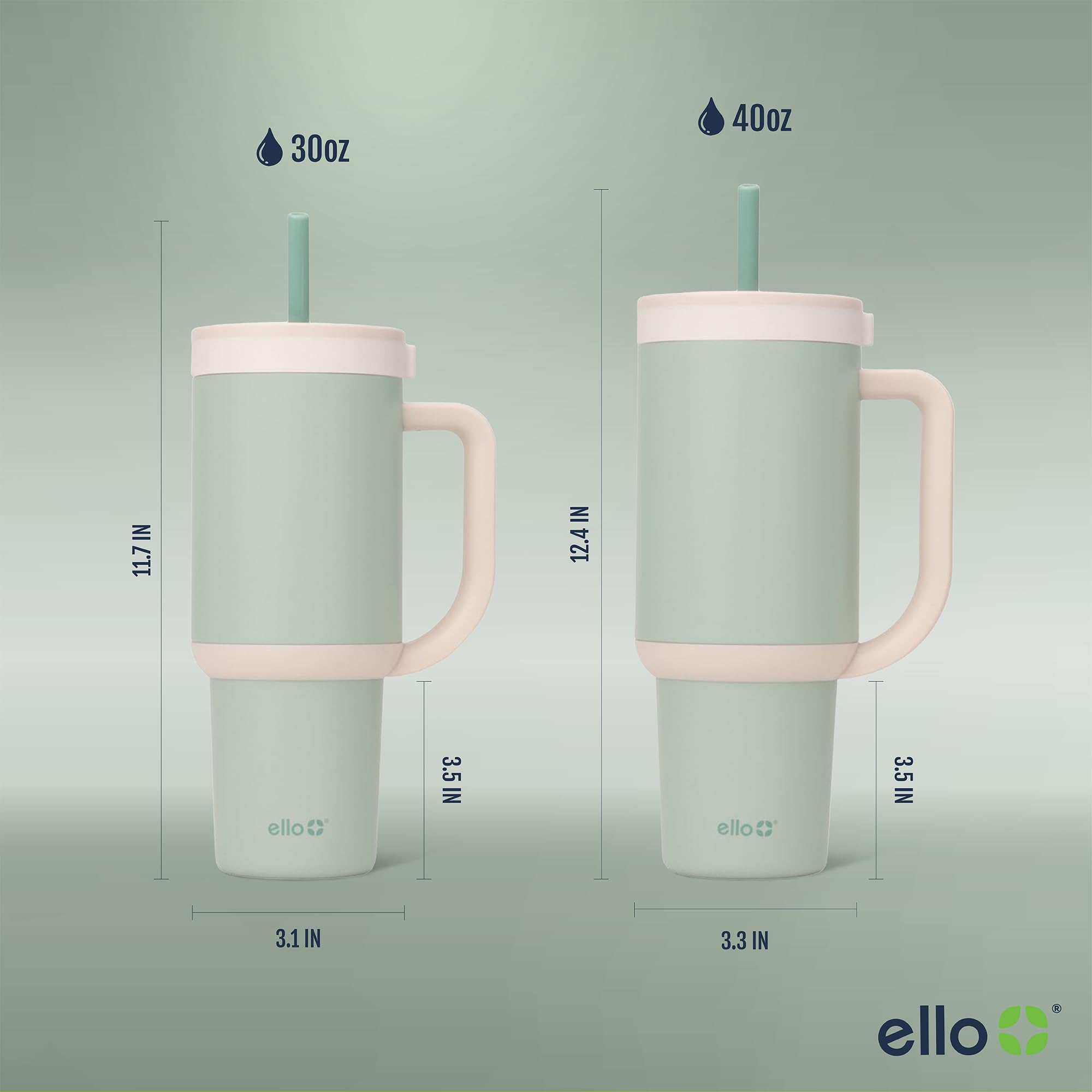 Foto 8 pulgar | Vaso Ello Oasis Con Asa Y Pajita Retráctil, 1,2 L, Color Pistacho - Venta Internacional.