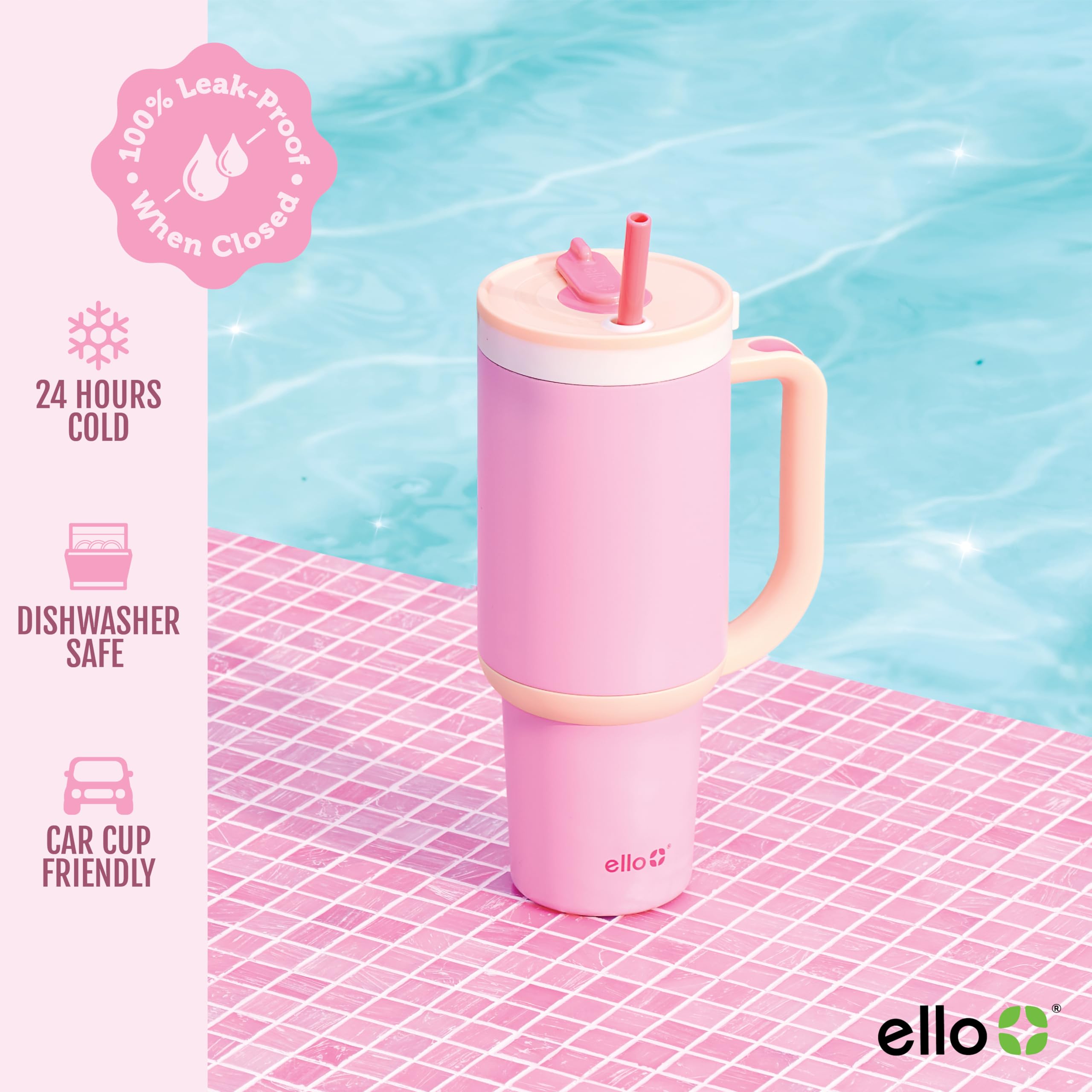 Foto 4 pulgar | Vaso Ello Oasis De 1,2 Litros Con Asa Y Pajita Retráctil Sunrise - Venta Internacional.