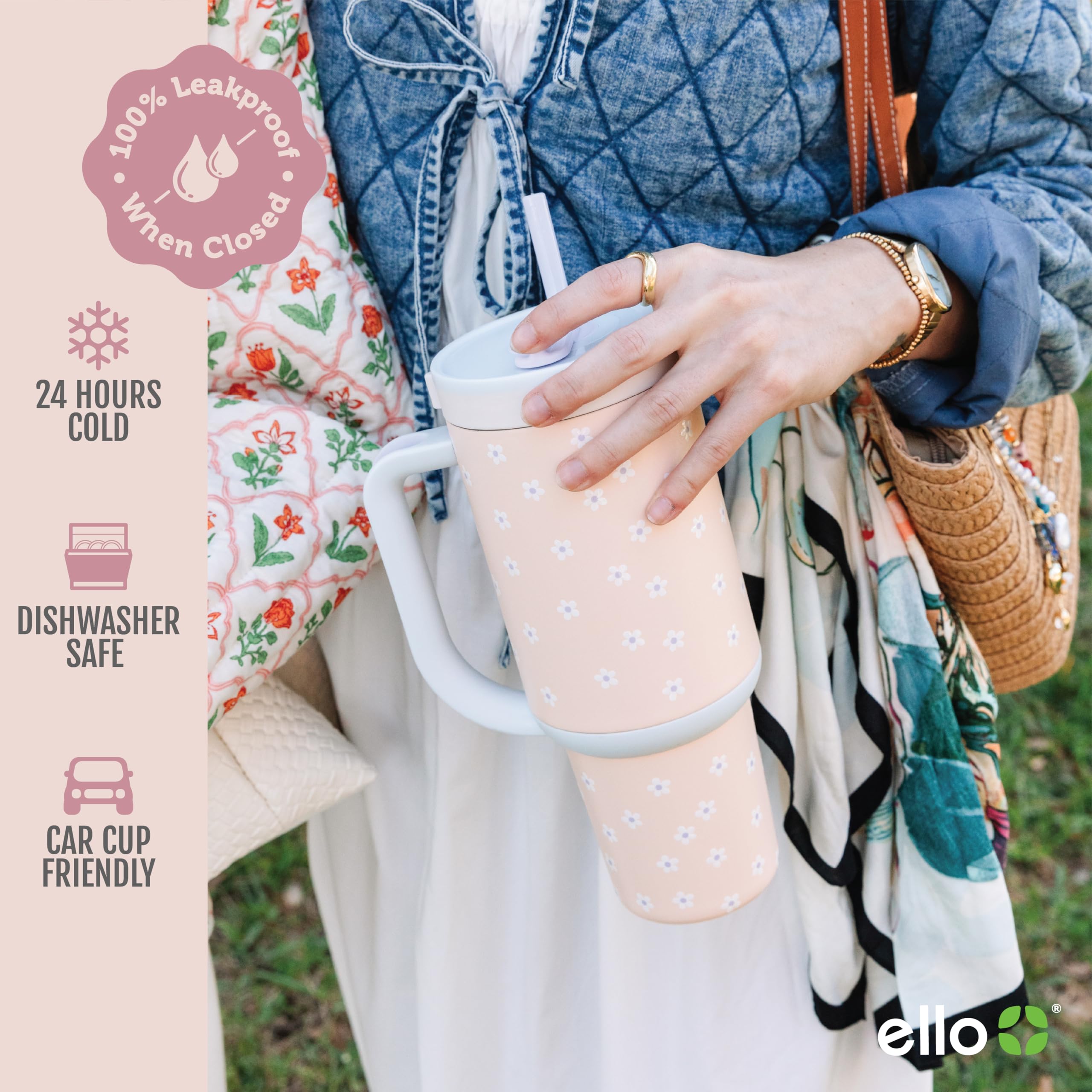 Foto 4 pulgar | Vaso Ello Oasis De 900 Ml Con Asa Y Pajita Retráctil - Venta Internacional.