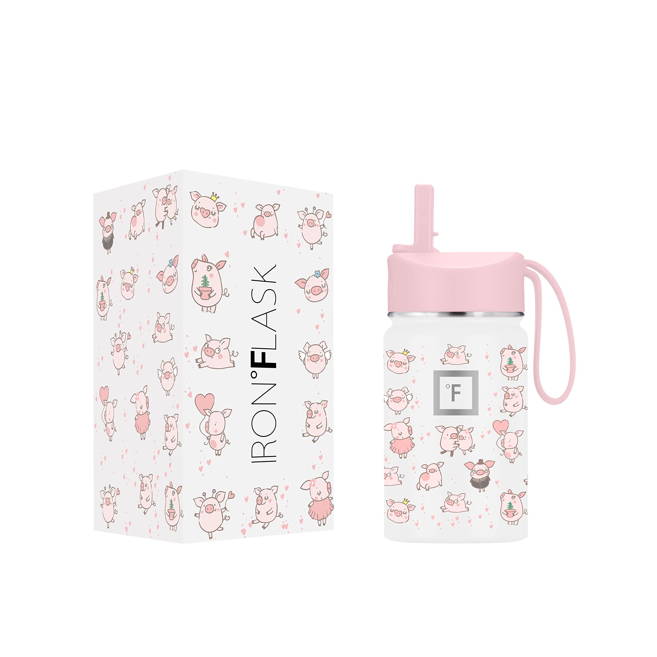 Botella De Agua Iron °flask Kids Piggy Time De 300 Ml Con Tapa De Pajita - Venta Internacional.