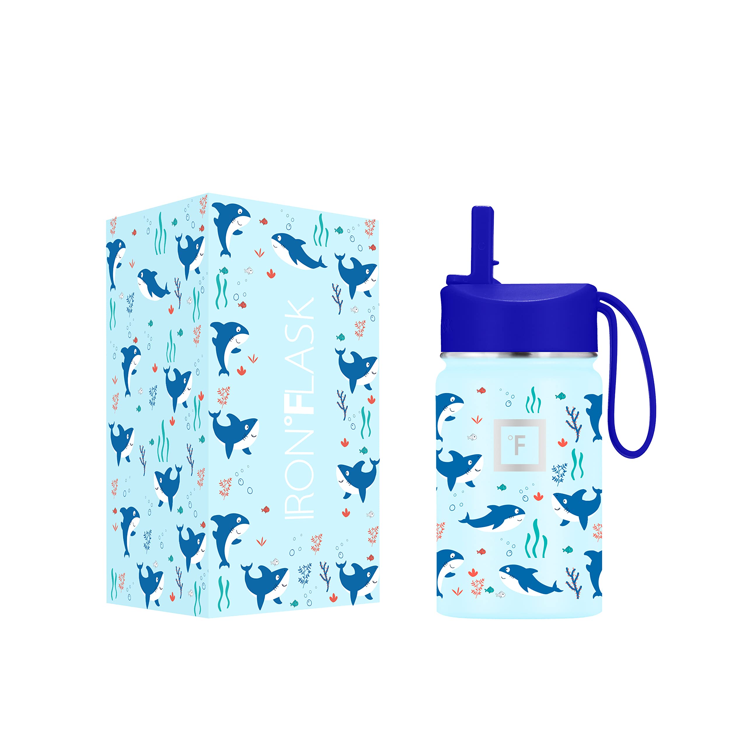 Botella De Agua Iron °flask Kids Iron Shark De 300 Ml Con Pegatinas - Venta Internacional.