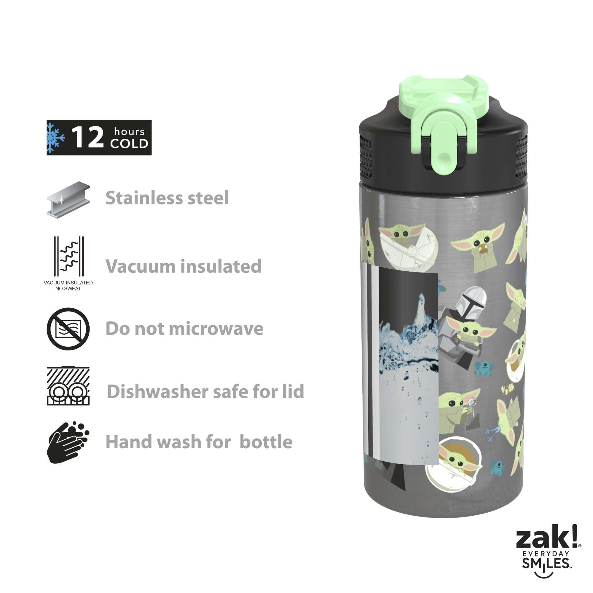 Foto 3 pulgar | Botella De Agua Zak! Star Wars: The Mandalorian: The Child, 414 Ml - Venta Internacional.