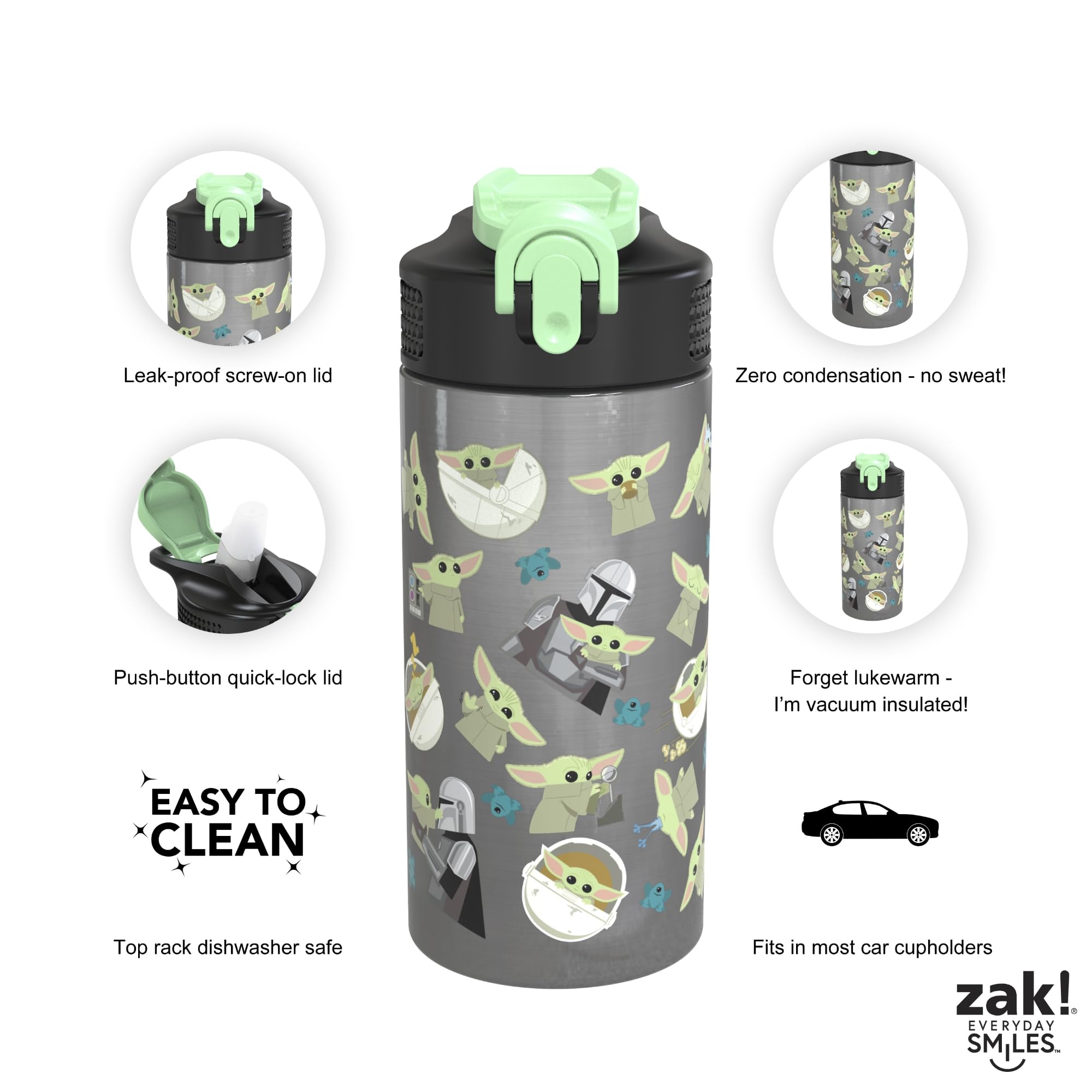 Foto 4 pulgar | Botella De Agua Zak! Star Wars: The Mandalorian: The Child, 414 Ml - Venta Internacional.
